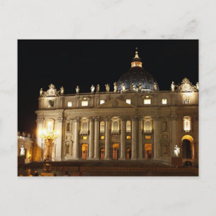 Vatican City Basilica at Night Postcard