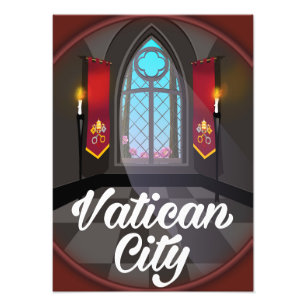 Vatican city cartoon travel poster