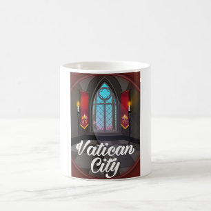 Vatican city cartoon travel poster coffee mug