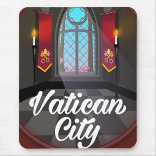 Vatican city cartoon travel poster mouse mat