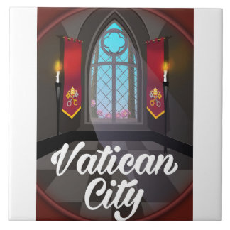 Vatican city cartoon travel poster tile