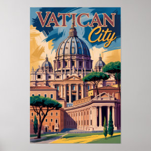 Vatican City Painterly Illustration Travel Art Poster