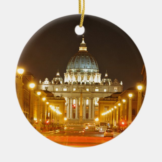 Vatican city, Rome, Italy at night Ceramic Tree Decoration (Front)
