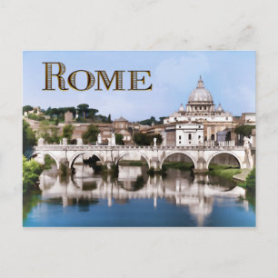 Vatican City Seen from Tiber River text ROME Postcard