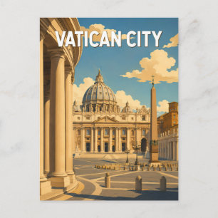 Vatican City St Peter's Square Illustration Travel Postcard