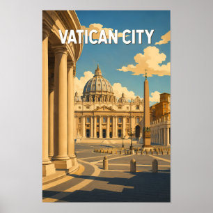 Vatican City St Peter's Square Illustration Travel Poster
