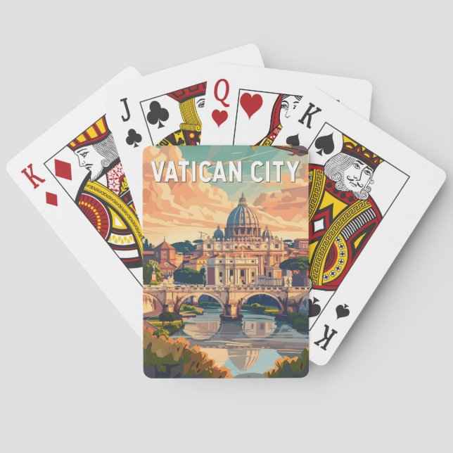 Vatican City Travel Art Vintage Playing Cards (Back)