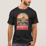 Vatican City Travel Art Vintage T-Shirt<br><div class="desc">Vatican City retro vector travel design. Vatican City, a city-state surrounded by Rome, Italy, is the headquarters of the Roman Catholic Church. It's home to the Pope and a trove of iconic art and architecture.</div>