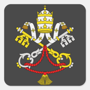 Vatican Coat of Arms Premium Fine Art Emblem Square Sticker