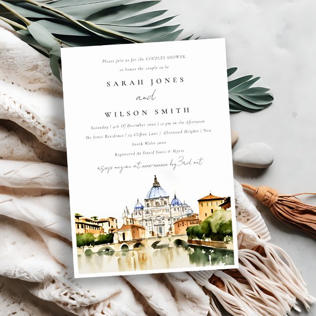 Vatican Dome Rome Italy Landscape Couples Shower Invitation (Creator Uploaded)