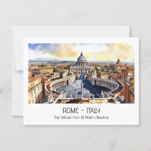 Vatican from St Peters watercolor tourist landmark Postcard