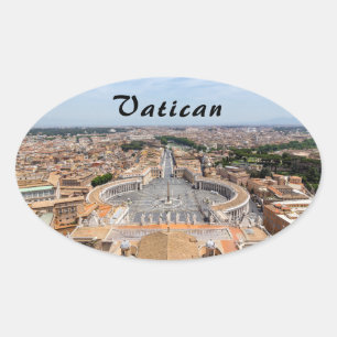 Vatican, Italy: St. Peter's Square aerial view Oval Sticker