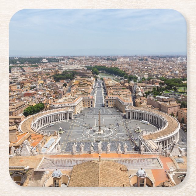 Vatican, Italy: St. Peter's Square aerial view Paper Coaster (Front)