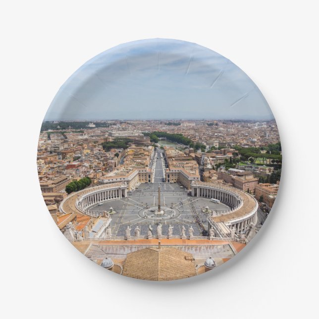 Vatican, Italy: St. Peter's Square aerial view Paper Plate (Front)