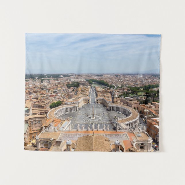 Vatican, Italy: St. Peter's Square aerial view Tapestry (Front (Horizontal))
