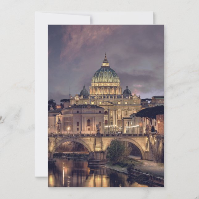 Vatican night sky destination wedding Rome Italy Invitation (Front)