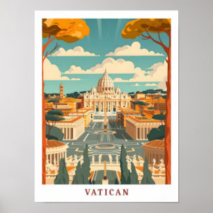 Vatican Rome Italy Elegant Art Vintage Travel Poster