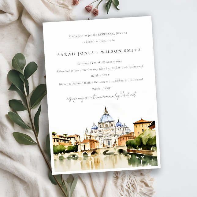 Vatican Rome Italy Landscape Rehearsal Dinner Invitation (Creator Uploaded)