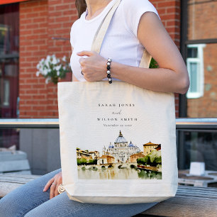 Vatican Rome Italy Watercolor Landscape Wedding Tote Bag