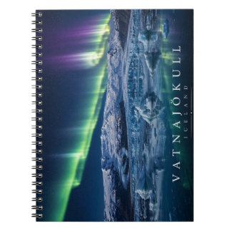 Vatnajokull Ice Cap Under Aurora Northern Lights Notebook