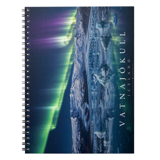 Vatnajokull Ice Cap Under Aurora Northern Lights Notebook (Front)