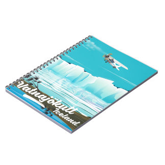 Vatnajökull iceland travel poster notebook