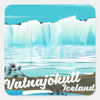 Vatnajökull iceland travel poster square sticker