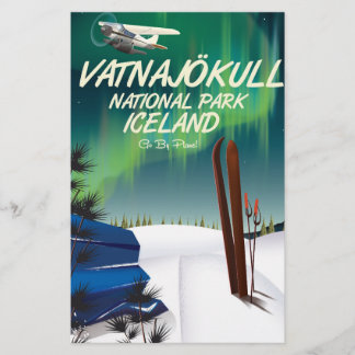 Vatnajökull National Park Iceland travel poster Stationery