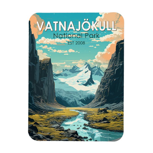 Vatnajokull National Park Iceland Travel Vintage Magnet (Vertical)