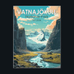 Vatnajokull National Park Iceland Travel Vintage Postcard<br><div class="desc">Vatnajökull vector art design.  Defined by massive glaciers,  ice caves,  snowy mountain peaks,  active geothermal areas and rivers,  the region includes Jökulsárlón.</div>