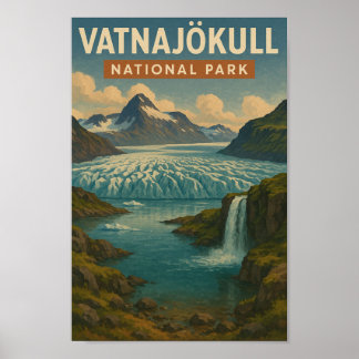 Vatnajokull National Park Iceland Vintage Journey Poster
