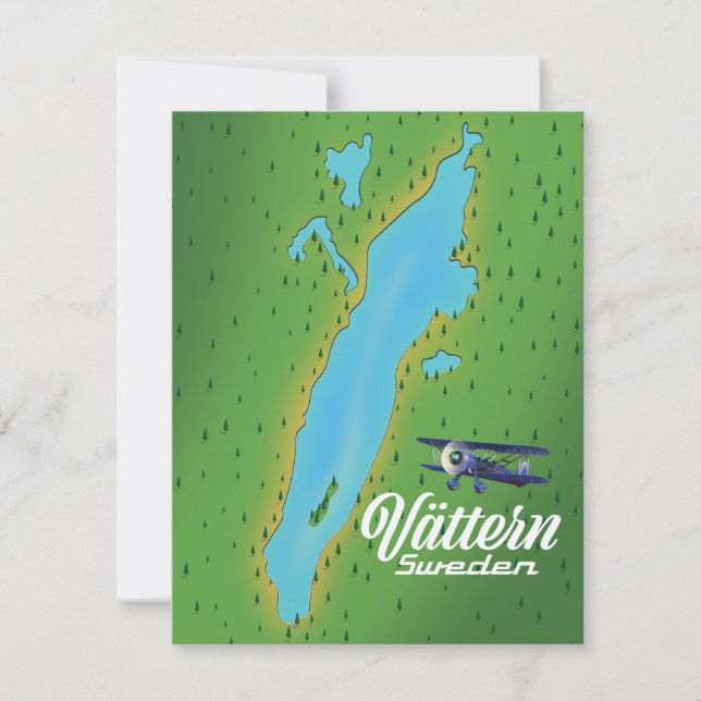 Vättern Sweden Lake map (Front)