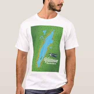 Vättern Sweden Lake map T-Shirt