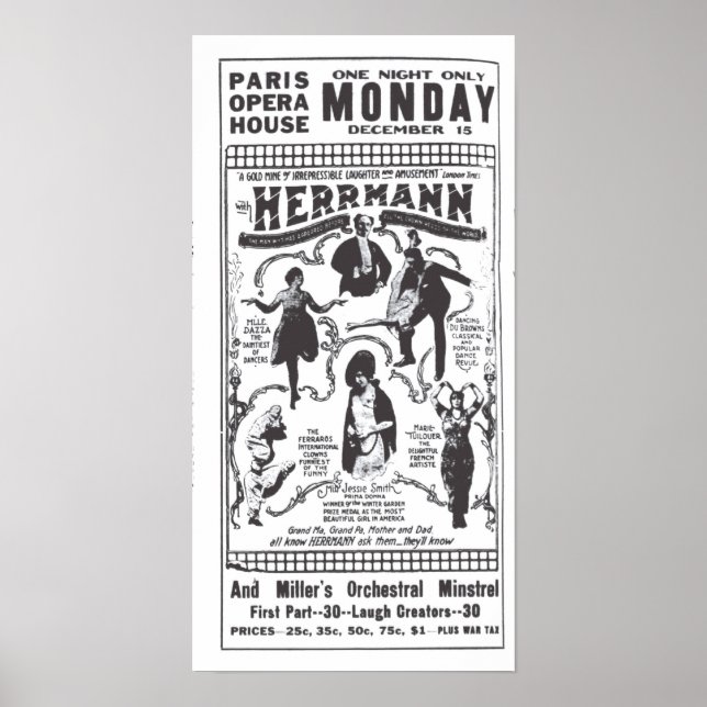 Vaudeville 1919 vintage newspaper ad poster (Front)