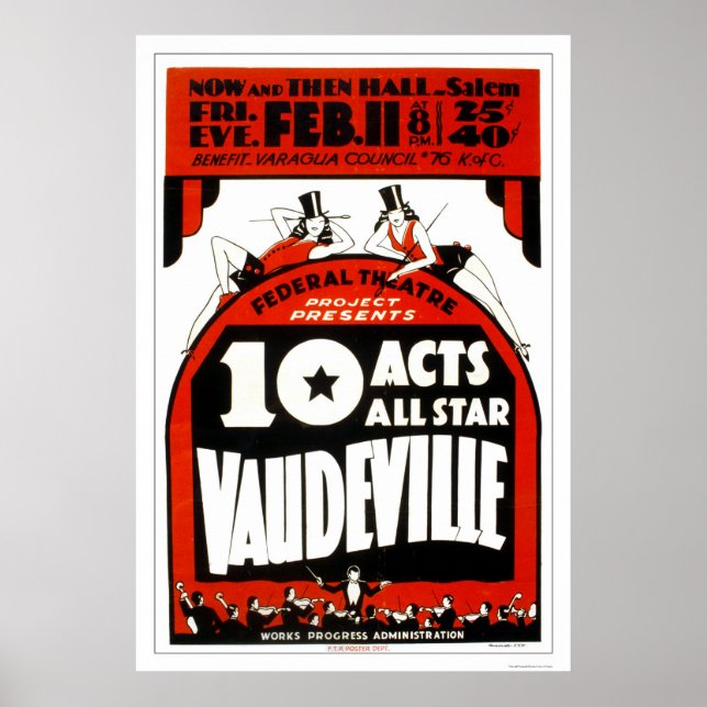 Vaudeville All Star 1938 WPA Poster (Front)