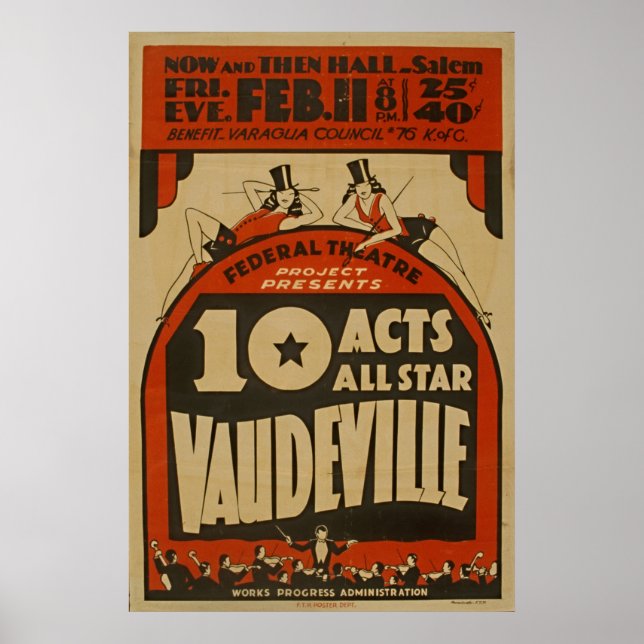 Vaudeville All Star 1938 WPA Vintage Post Poster (Front)