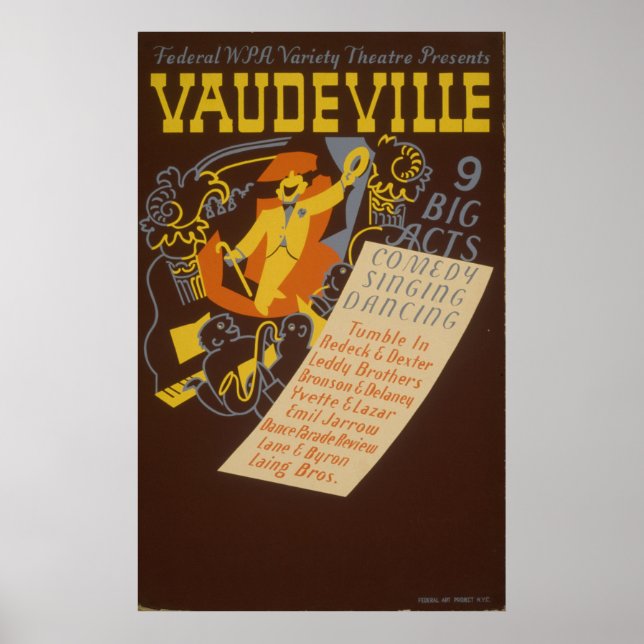Vaudeville WPA Vintage Theatre Poster (Front)