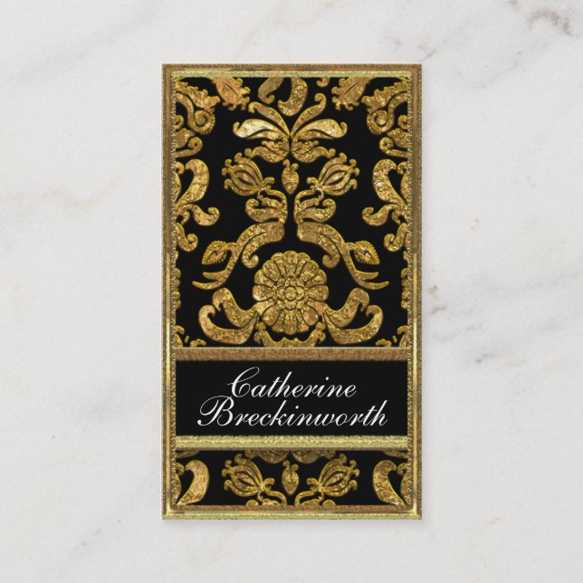 Vaudreante Ebony  Damask Professional Business Card (Front)