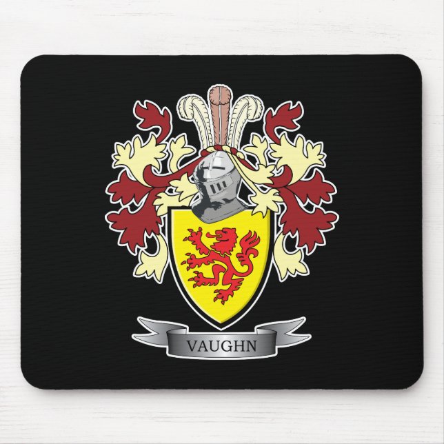 Vaughn Family Crest Coat of Arms Mouse Mat (Front)