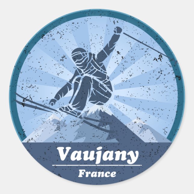 Vaujany Ski Station - Skiing Classic Round Sticker (Front)