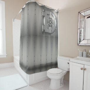 vault door silver shower curtain