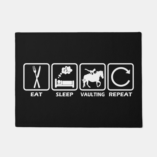Vaulting Horse Eat Sleep Repeat for Equestrian Doormat (Front)