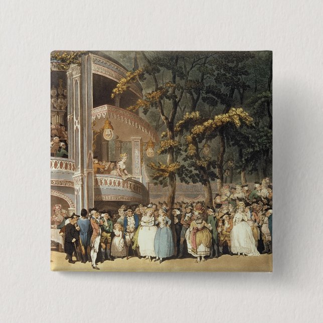Vauxhall Gardens from Ackermann's 15 Cm Square Badge (Front)