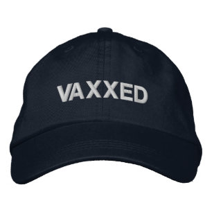 Vaxxed, Vaccinated, navy blue and white Embroidered Hat