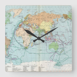 Vazhneishie Inostrannye Krugosvetnye Zkspeditsii Square Wall Clock