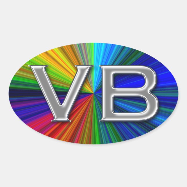 VB Virginia Beach Psychodelic Colours Oval Logo Oval Sticker (Front)
