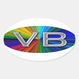 VB Virginia Beach Psychodelic Colours Oval Logo Oval Sticker