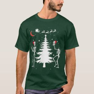 VbLk Dancing Skeleton Christmas Pajama Merry Xmas T-Shirt