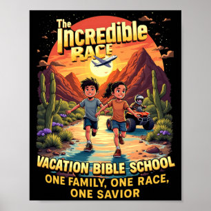 Vbs 2026 Kids Camp The Incredible Race One Family Poster
