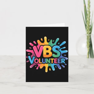 Vbs volunteer tie dye colourful vacation bible card